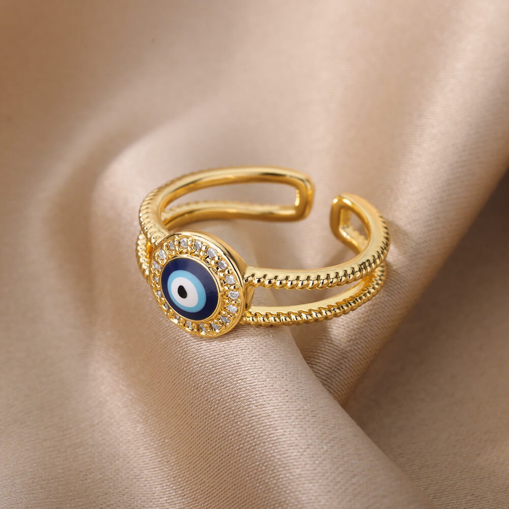 Gothic Evil Eye Ring, 18K Gold Evil Eye Ring, Evil Eye Ring, Crystal Evil Eye Ring, Evil Eye Punk Ring, Punk Jewelry for Women, Gift for Her