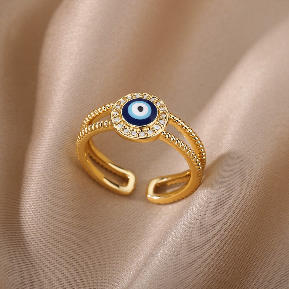 Gothic Evil Eye Ring, 18K Gold Evil Eye Ring, Evil Eye Ring, Crystal Evil Eye Ring, Evil Eye Punk Ring, Punk Jewelry for Women, Gift for Her