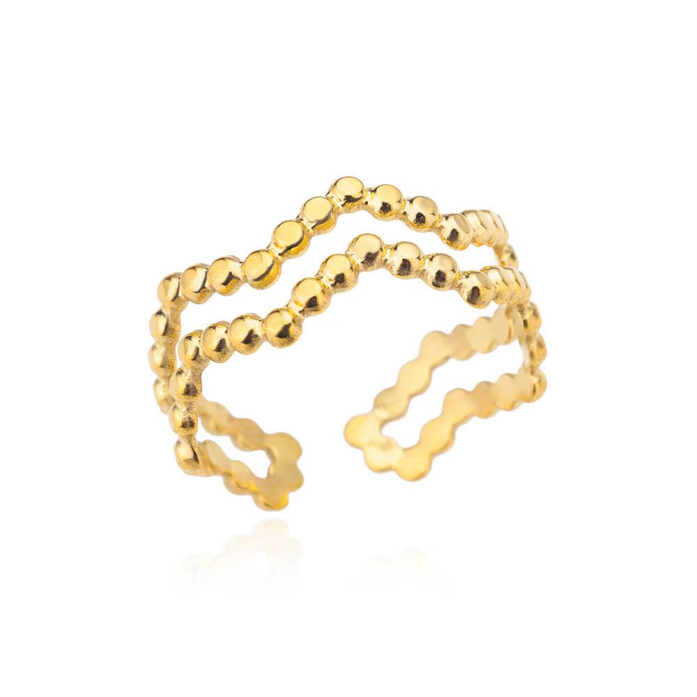 Gold Punk Irregular Beads Ring, Punk Organic Geometric Bead Ring, 18K Gold Ring, Dainty Gothic Jewelry, Punk Delicate Women, Gift for Her