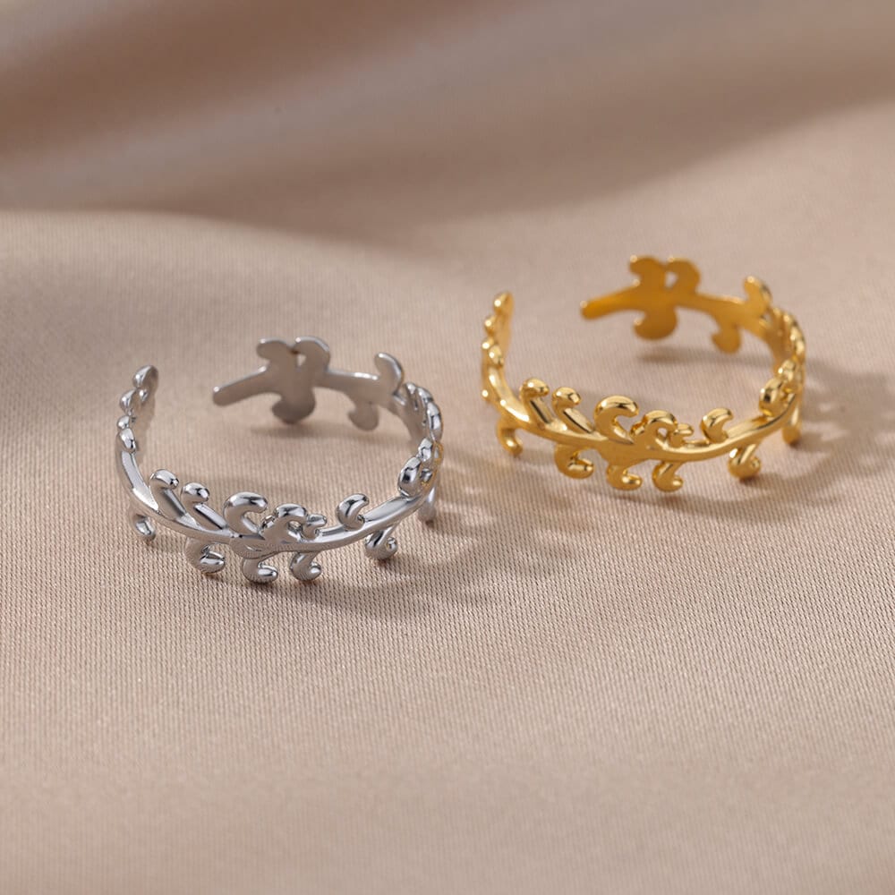 Gold Greek Vines Ring, 18K Gold Vines Ring, Dainty Minimalist, Delicate Handmade Jewelry for Women, Gift for Her