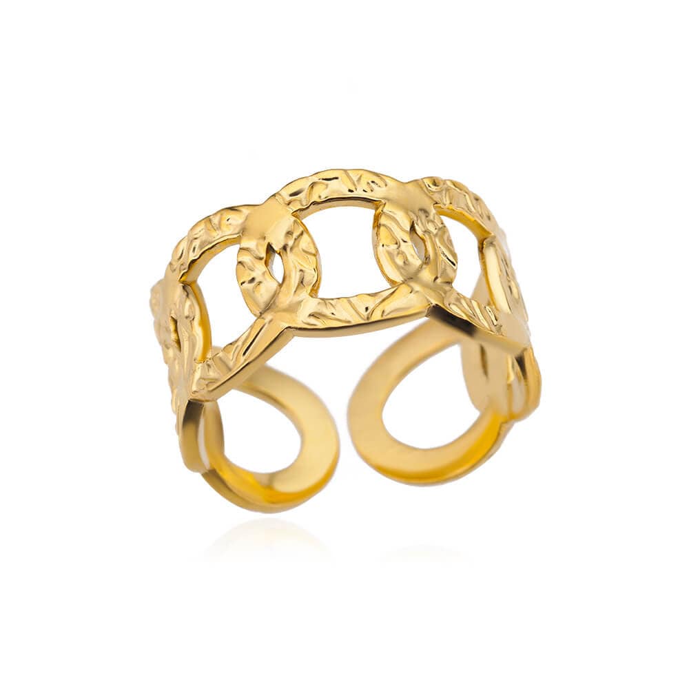 Gold Punk Circle Link Ring, Punk Organic Geometric Link Ring, 18K Gold Ring, Dainty Jewelry, Punk Delicate Handmade for Women, Gift for Her