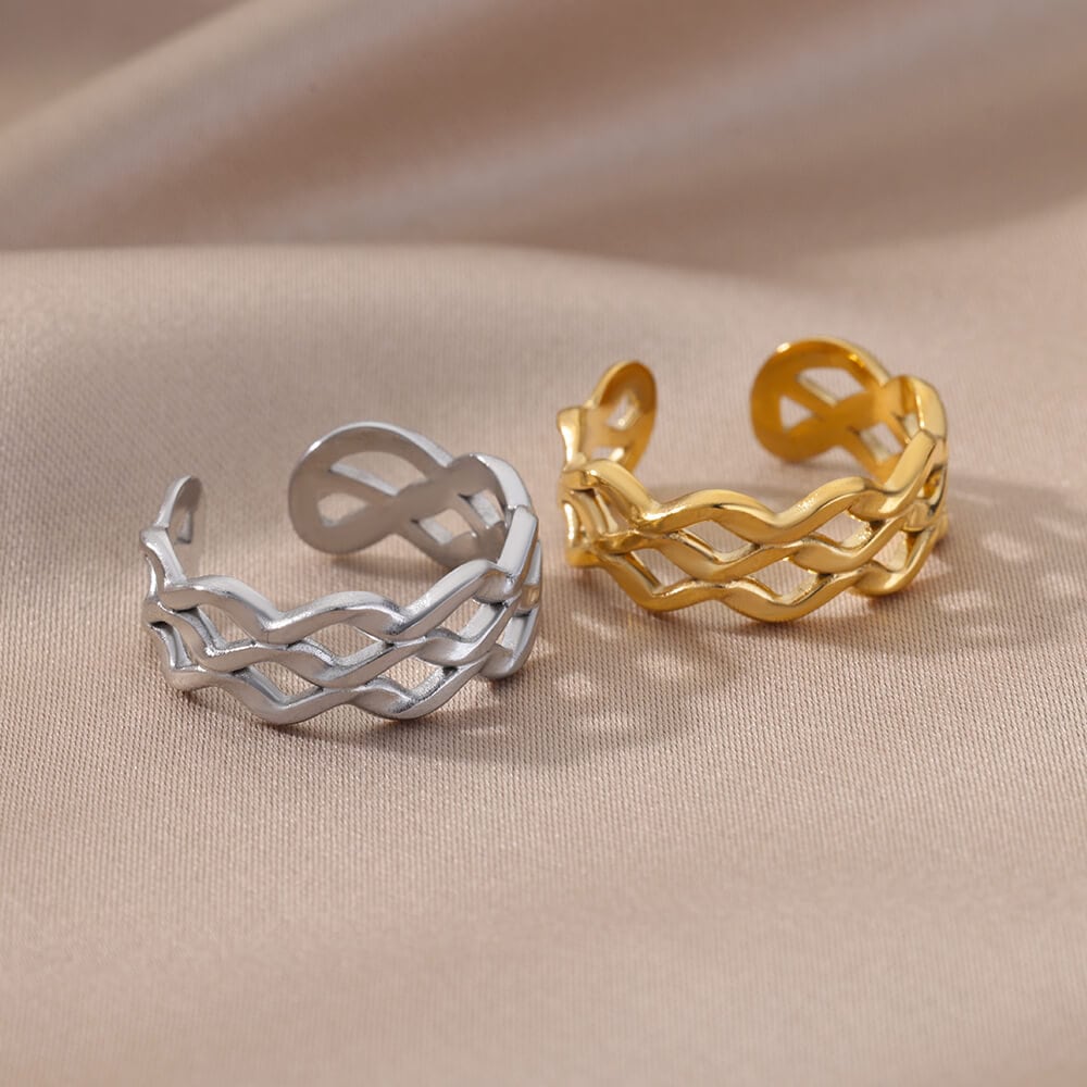 Gold Wavy Ring, Punk Organic Geometric Wavy Ring, 18K Gold Ring, Dainty Jewelry, Punk Delicate Handmade for Women, Gift for Her