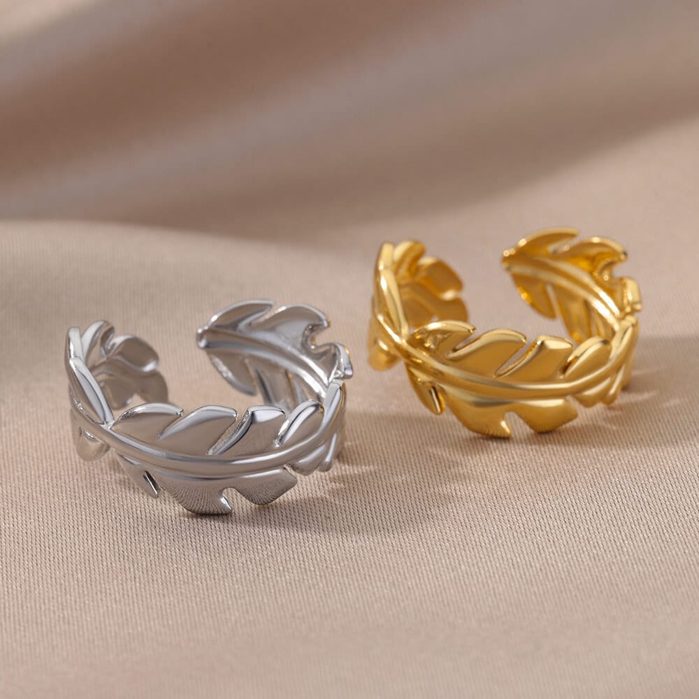 Greek Leaf Ring, Gold Greek Leaves Ring, 18K Gold Ring, Laurel Wreath Ring, Boho Dainty Minimalist Jewelry for Women, Gift for Her