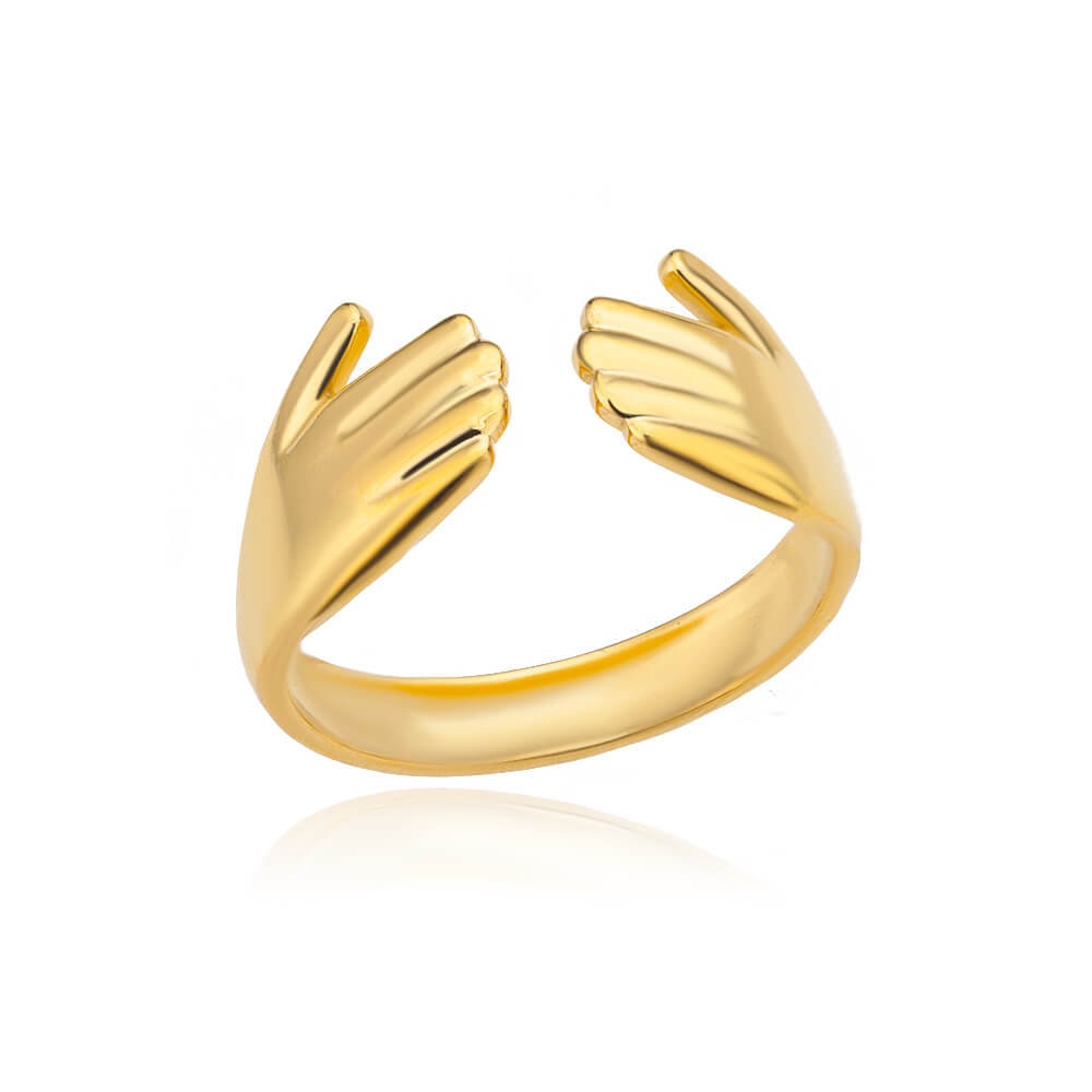 Gold Hug Ring, Punk Hug Ring, 18K Gold Hug Ring, Open Hug Ring, Dainty Minimalist Jewelry, Punk Delicate Handmade for Women, Gift for Her