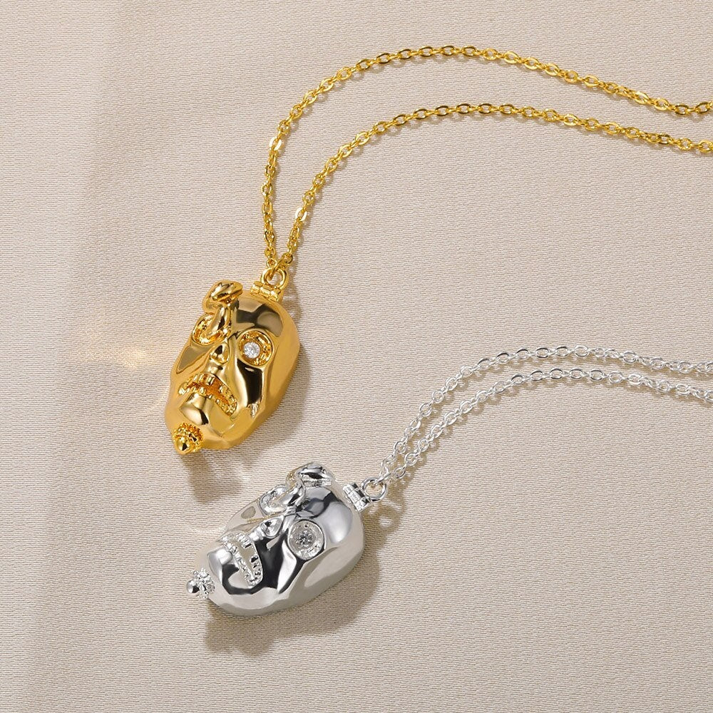 Punk Skull Pendant, Gothic Skull Pendant, Gold Skull Pendant, 18K Gold Skull Necklace, Punk Dainty Statement for Women, Gift for Her