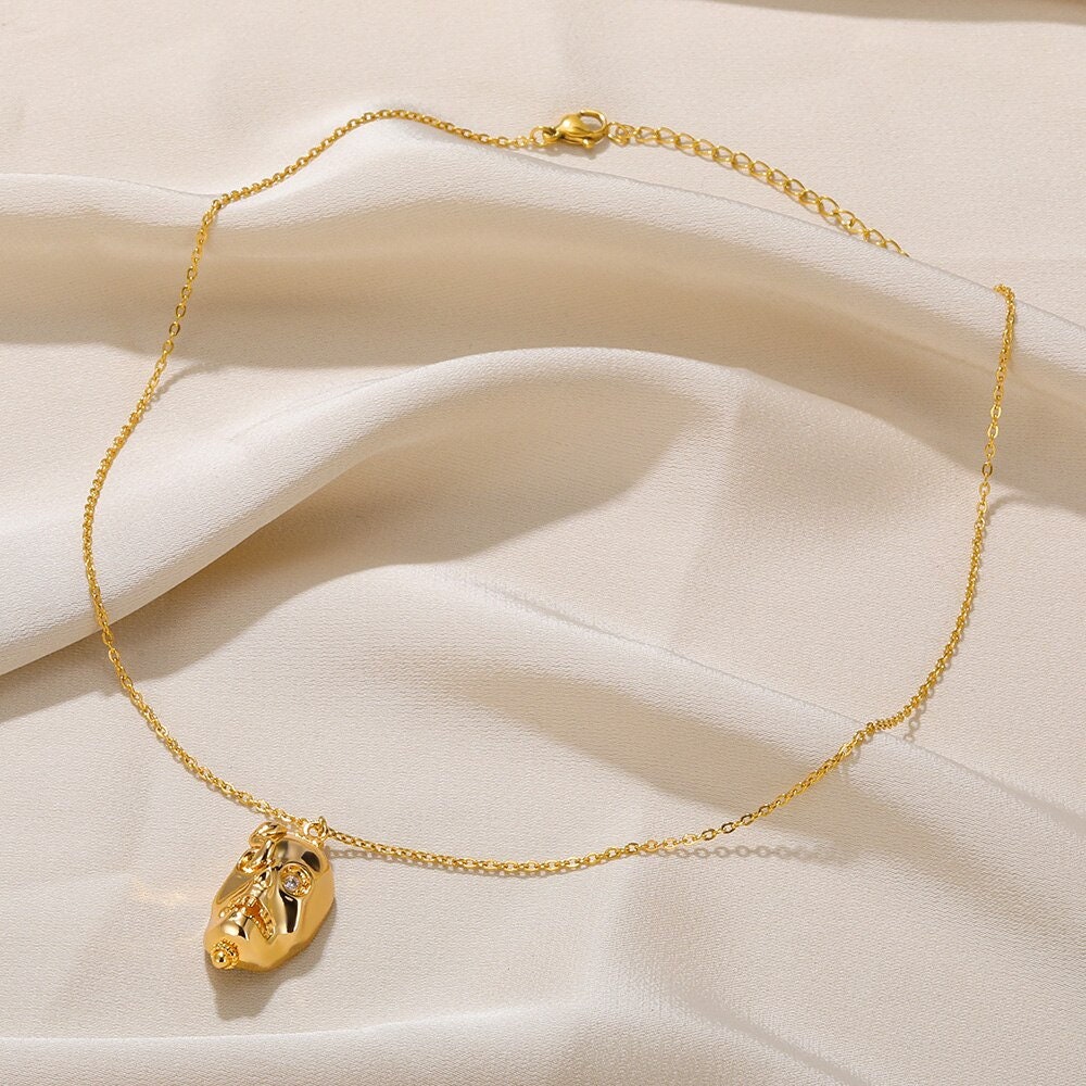 Punk Skull Pendant, Gothic Skull Pendant, Gold Skull Pendant, 18K Gold Skull Necklace, Punk Dainty Statement for Women, Gift for Her