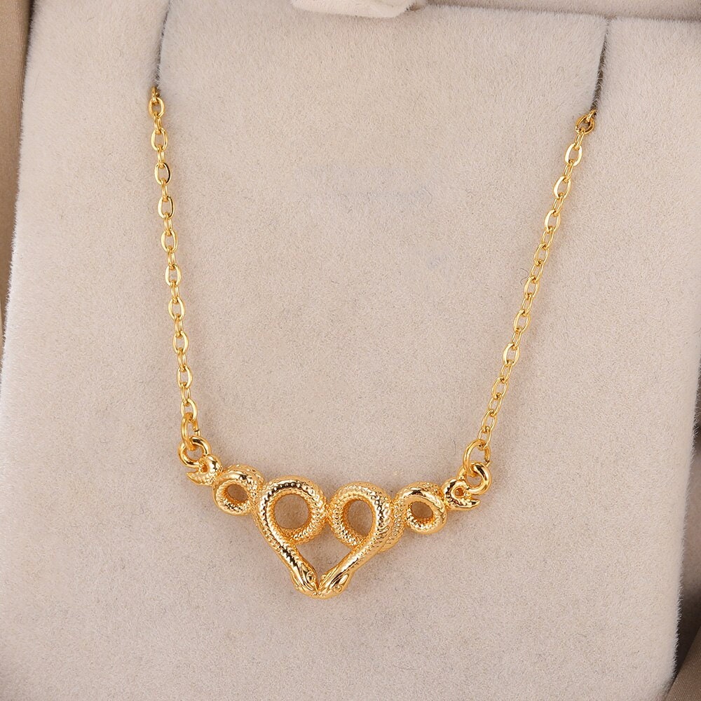 Punk Snake Pendant, Wiccan Snake Pendant, Gold Snake Pendant, 18K Gold Snake Necklace, Gothic Witchcraft for Women, Gift for Her