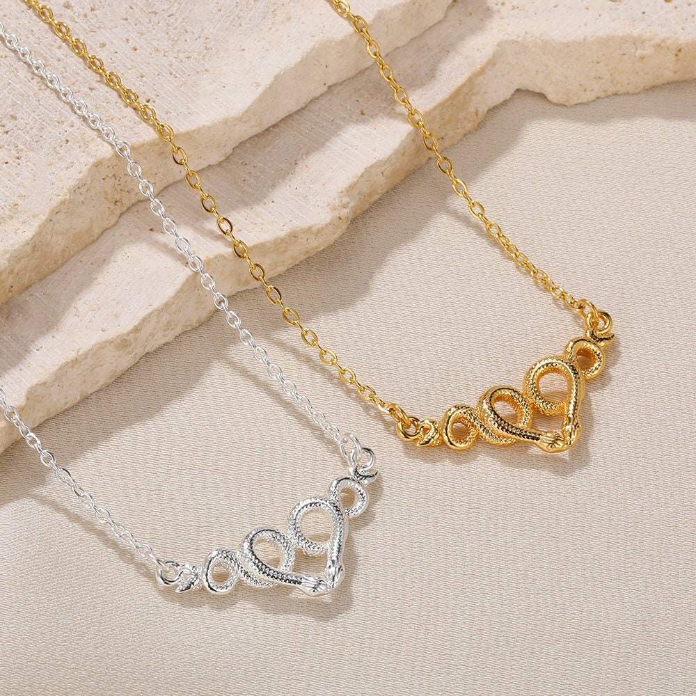 Punk Snake Pendant, Wiccan Snake Pendant, Gold Snake Pendant, 18K Gold Snake Necklace, Gothic Witchcraft for Women, Gift for Her