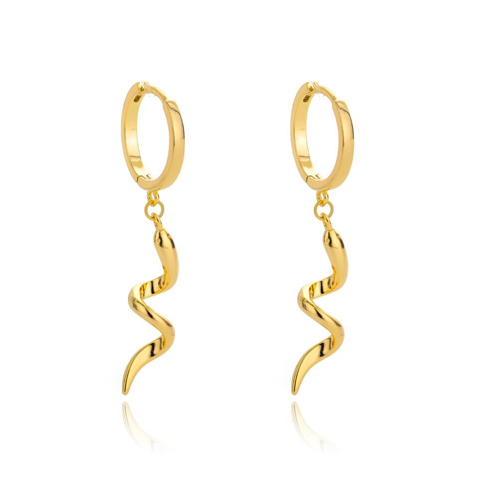 Punk Dainty Snake Twist Earrings, Gold Snake Twist Drop Earrings, 18K Gold Snake Hoops, Minimalist Twisted Earrings for Women, Gift for Her