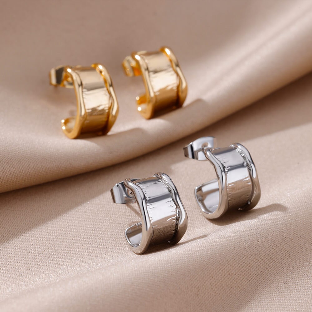 Boho Organic Thick Hoop Earrings, Gold Organic Hoop Earrings, 18K Gold Earrings, Dainty Minimalist Hoops for Women, Gift for Her