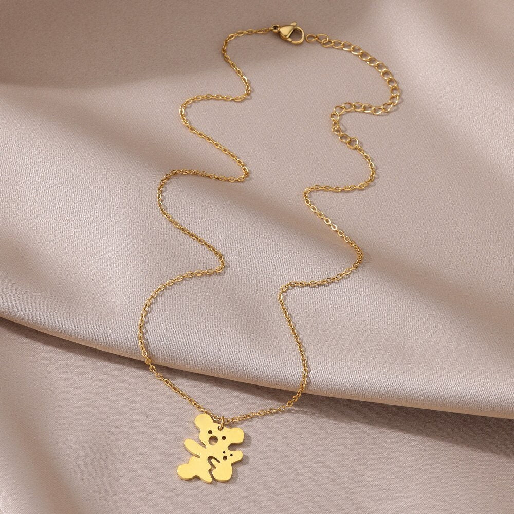Boho Cute Koala Bear Pendant, Gold Koala Mama Bear Necklace, 18K Gold, Dainty Minimalist Animal Lovers for Women, Gift for Her