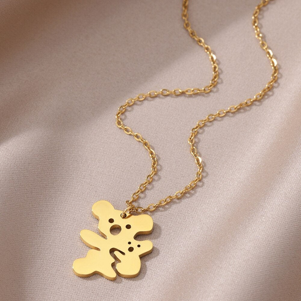 Boho Cute Koala Bear Pendant, Gold Koala Mama Bear Necklace, 18K Gold, Dainty Minimalist Animal Lovers for Women, Gift for Her