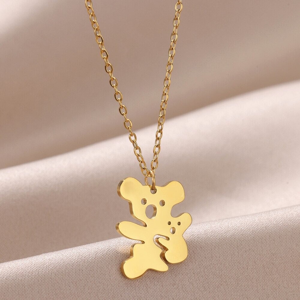 Boho Cute Koala Bear Pendant, Gold Koala Mama Bear Necklace, 18K Gold, Dainty Minimalist Animal Lovers for Women, Gift for Her