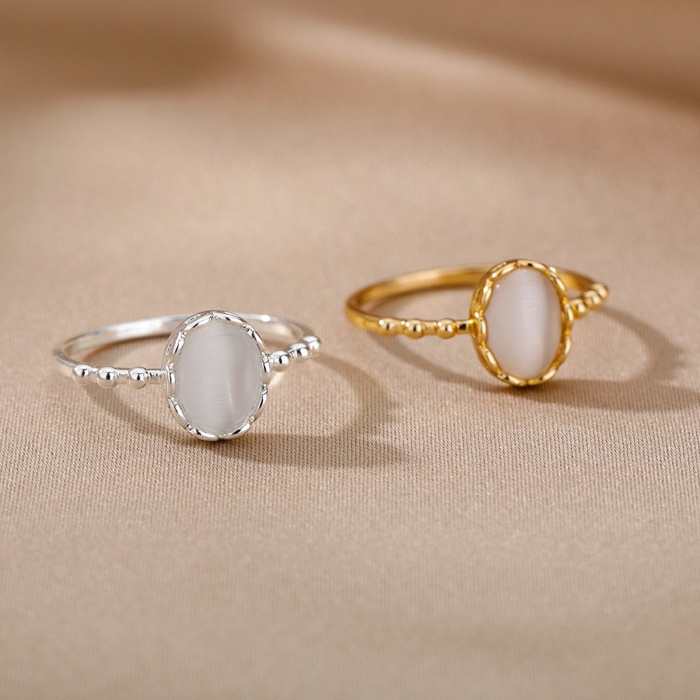 Henna Organic Opal Ring, Gold Opal Ring, 18K Gold Ring, Dainty Punk Boho Minimalist Ring for Women, Gift for Her