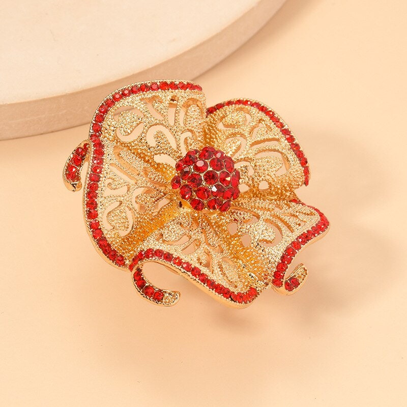 Boho Henna Big Flower Ring, Elegant Cubic Zirconia Flower Ring, 18K Gold Flower Ring, Luxury Henna Indian Jewelry for Women, Gift for Her