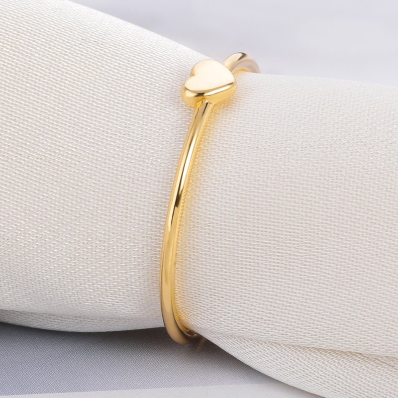 Dainty Heart Ring, Gold Heart Ring, Minimalist Heart Ring, 18K Gold Ring, Boho Minimalistic Punk Korean Heart for Women, Gift for Her
