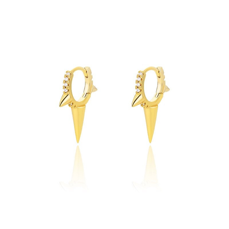 Punk Spiked Earrings, Gothic Spike Earrings, Gold Spike Earrings, Punk Spike Hoops, 18K Gold Plated Spike Earrings, Punk Hoops for Women