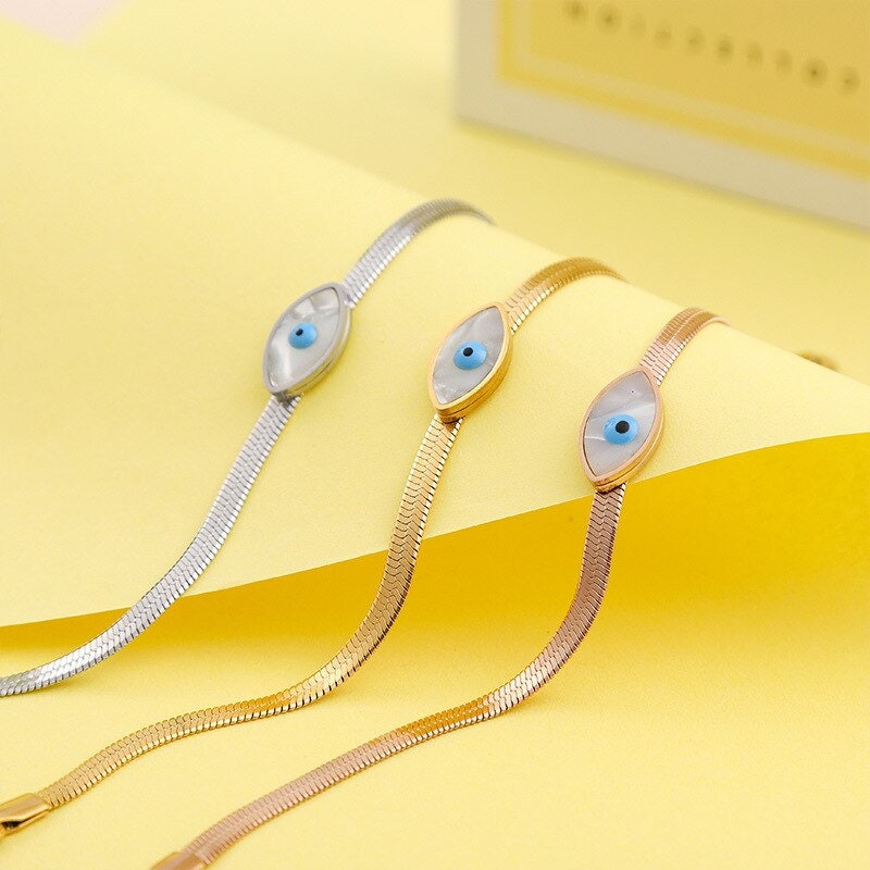 Punk Evil Eye Bracelet, Gold Evil Eye Snake Bracelet, 18K Gold Snake Bracelet, Gothic Protection Amulet Dainty Minimalist, Gift for Her