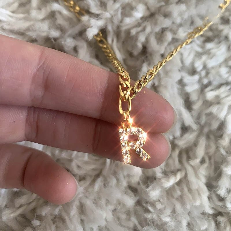 Punk Crystal Initials Anklet, Gold Cubic Zirconia Initials Anklet, Dainty Letter Anklet, Minimalist Initials Anklet for Women, Gift for Her