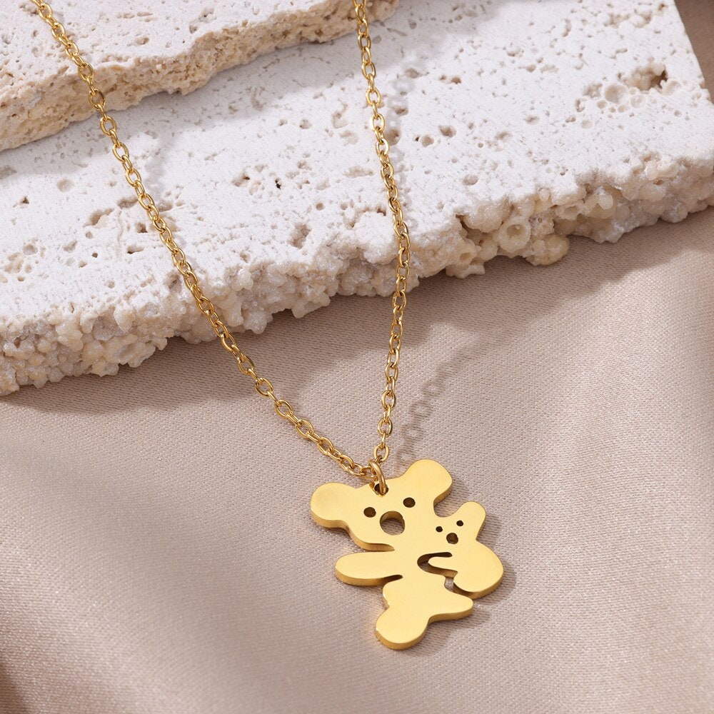 Boho Cute Koala Bear Pendant, Gold Koala Mama Bear Necklace, 18K Gold, Dainty Minimalist Animal Lovers for Women, Gift for Her