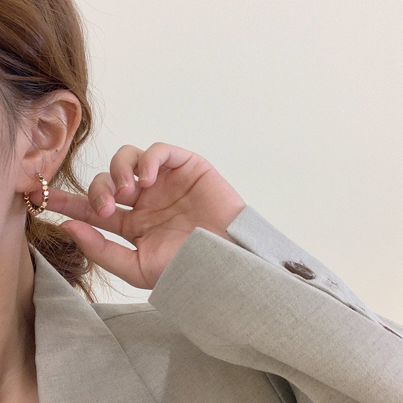 Boho Gold Bead Hoop Earrings, 18K Gold Dainty Beads Hoops Earrings, Punk Minimalist Hoops for Women, Gift for Her