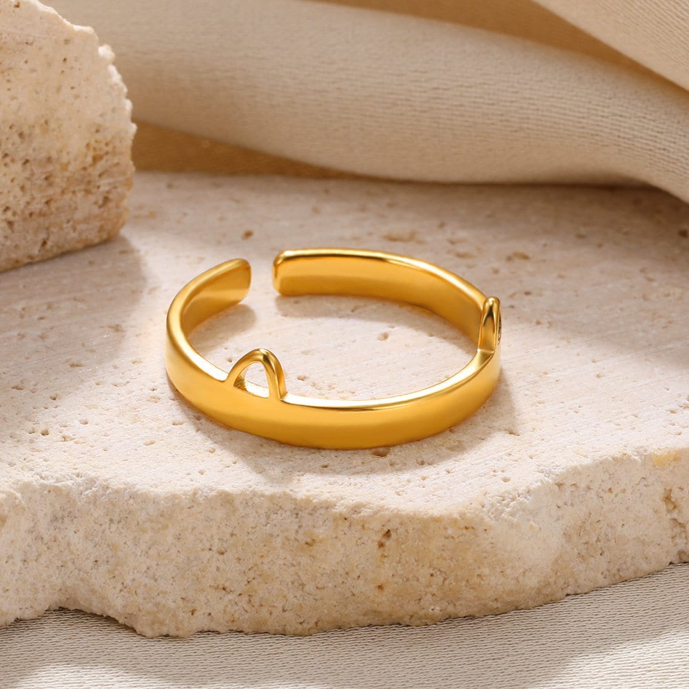 Punk Cat Ears Ring, Boho 18K Gold Cat Ears Ring, Gold Cat Ring, Dainty Minimalist Gothic Cat Ring for Women, Gift for Her