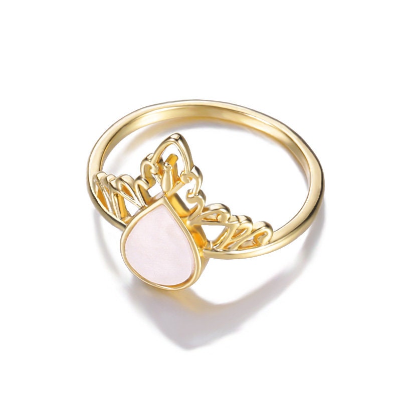 Boho Henna Pearl Teardrop Ring, 18K Gold Pearl Teardrop Ring, Pearl Waterdrop Ring, Henna Dainty Minimalist Ring for Women, Gift for Her