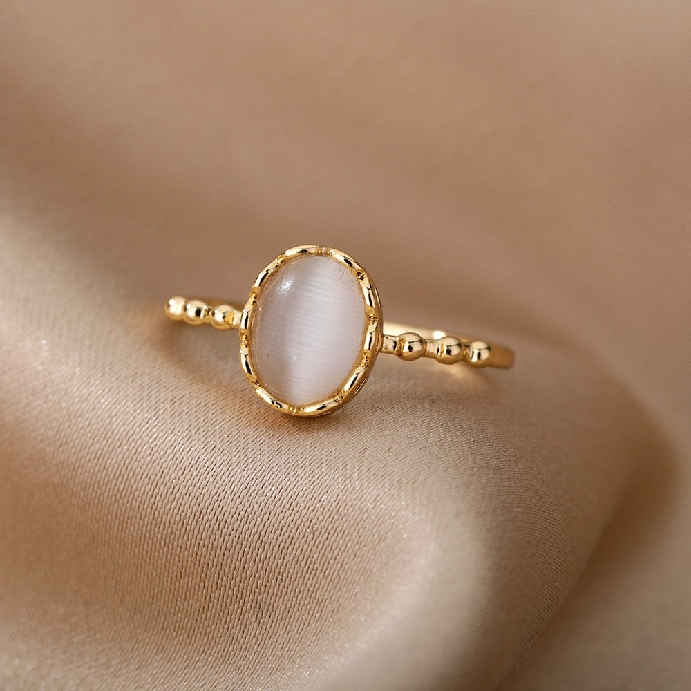 Henna Organic Opal Ring, Gold Opal Ring, 18K Gold Ring, Dainty Punk Boho Minimalist Ring for Women, Gift for Her