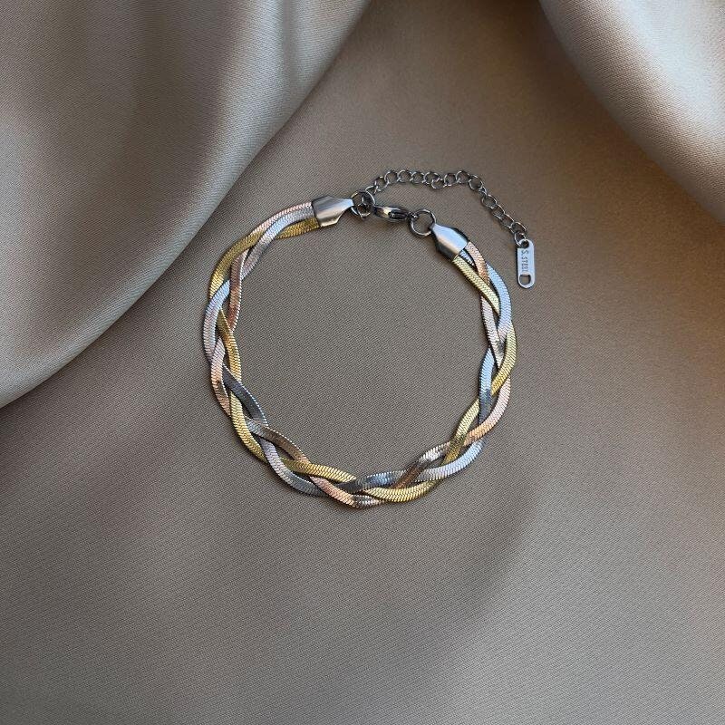 Boho Snake Wrap Bracelet, Gold Snake Chain Bracelet, 18K Gold Mesh Braided Bracelet, Dainty Minimalist for Women, Gift for Her