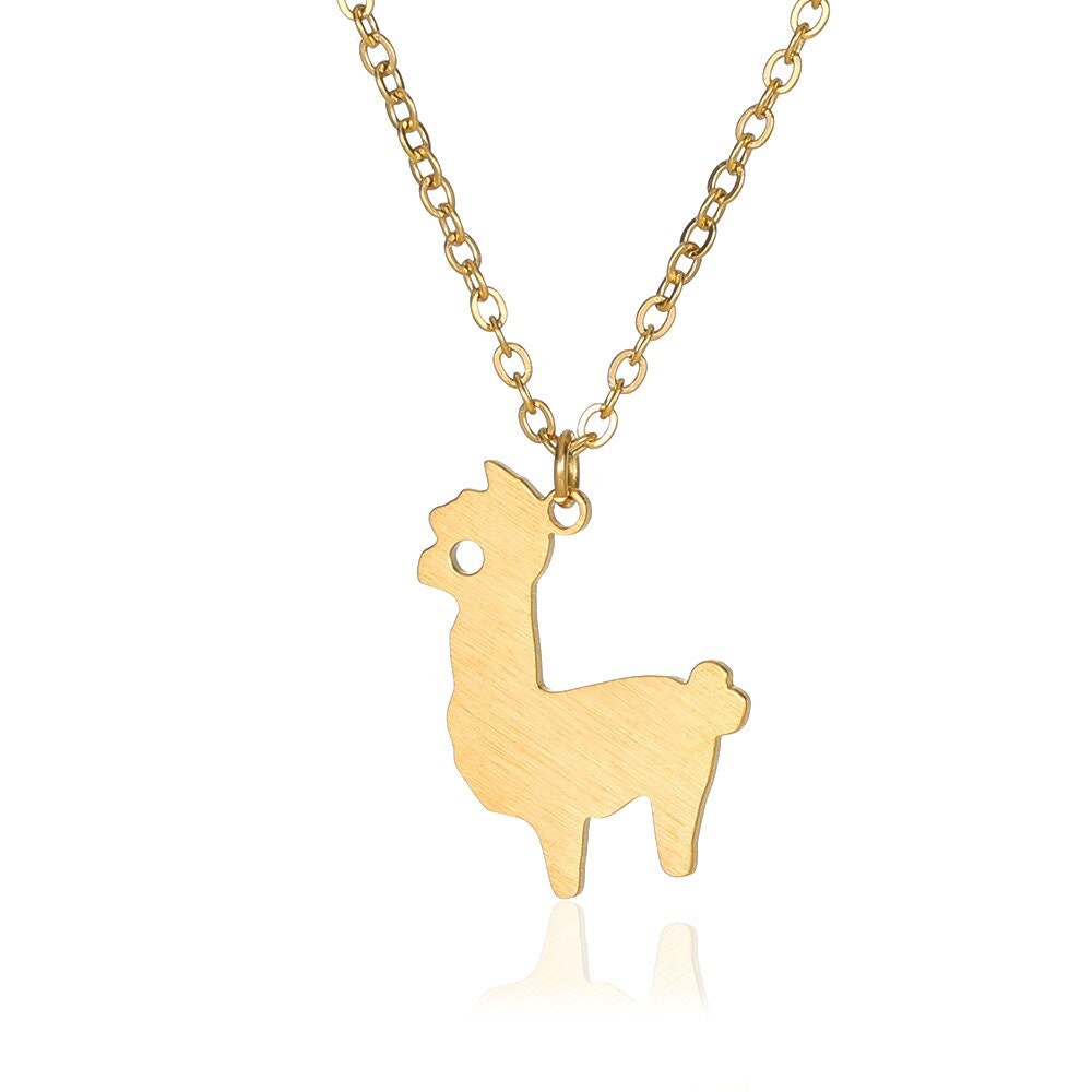 Cute Llama Pendant, Gold Llama Pendant, 18K Gold Alpaca Necklace, Boho Mini Minimalist Baby Necklace, Gift for Her, Gift for Him