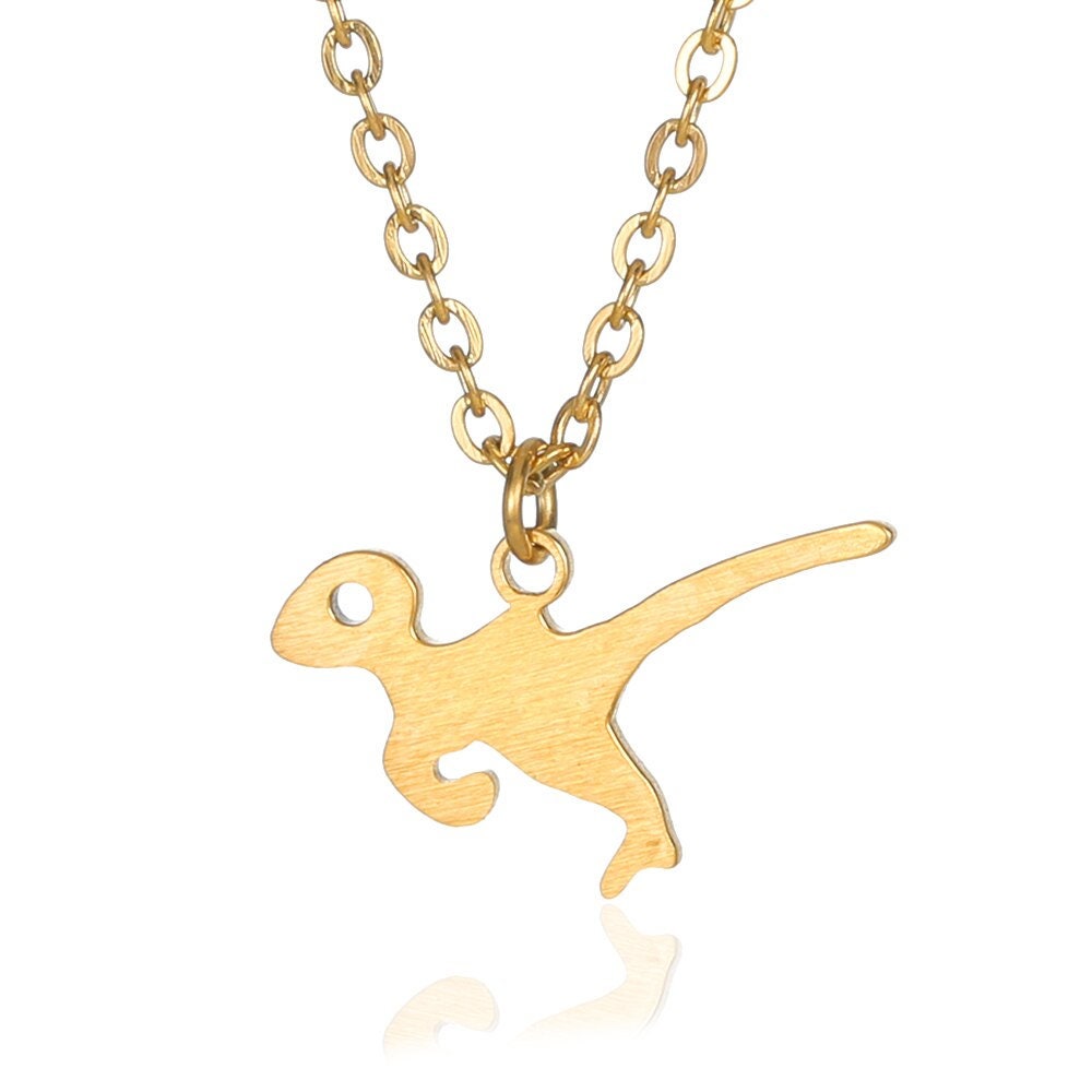 Cute Dinosaur Pendant, Gold Velicoraptor Pendant, 18K Gold Dino Necklace, Boho Mini Minimalist Raptor Necklace, Gift for Her, Gift for Him