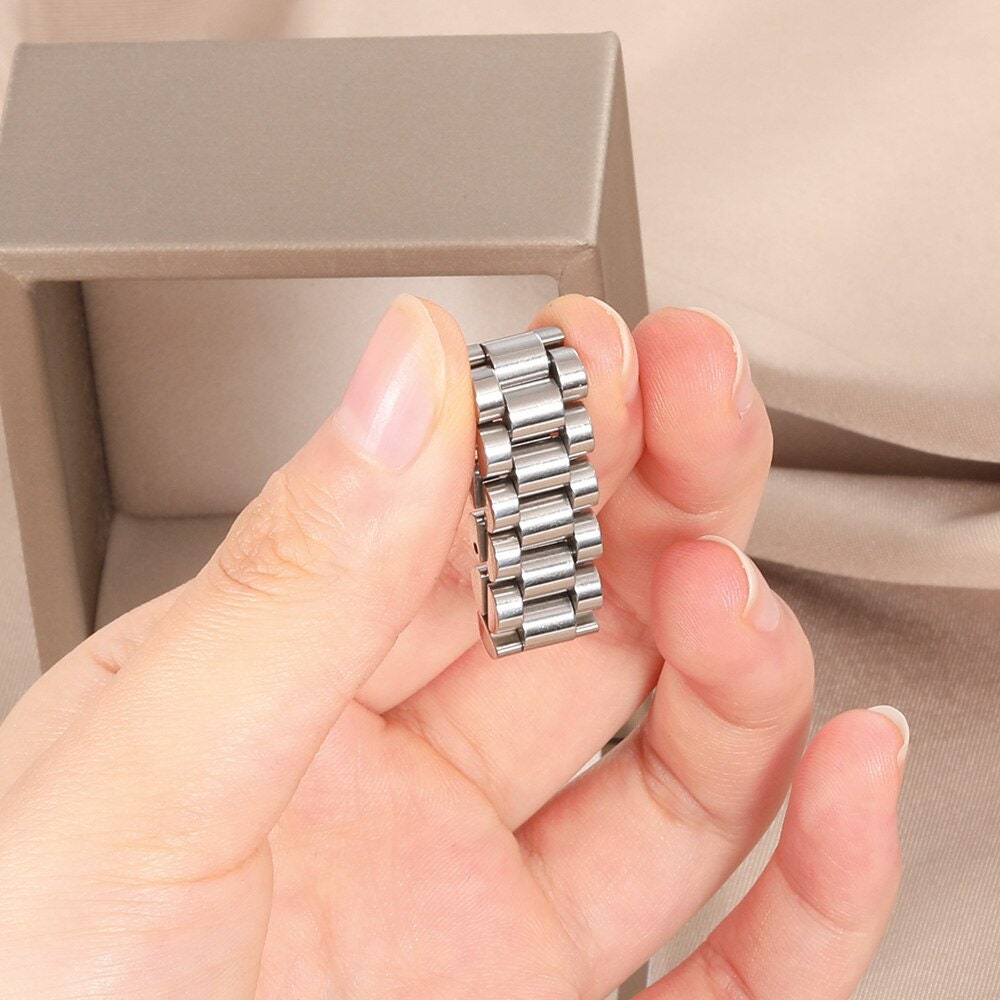 Punk Watch Band Ring, Silver Chic Link Ring, Stainless Steel Gothic Watch Link Ring, Dainty Minimalist for Women, Gift for Her