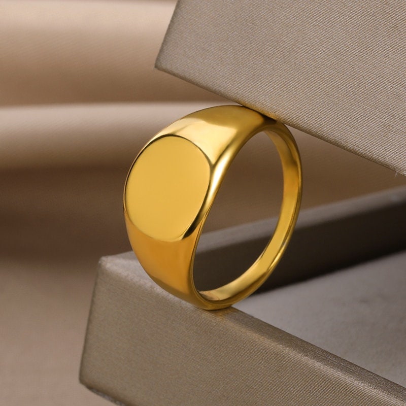 Dainty Signet Ring, Gold Signet Ring, 18K Gold Signet Ring, Boho Simple Chic Minimalist Punk Ring, Gift for Her, Gift for Him
