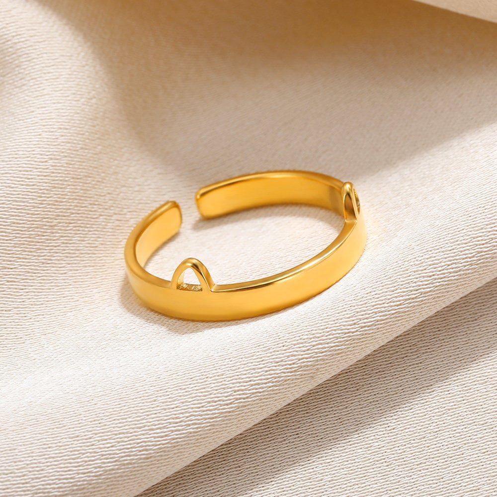 Punk Cat Ears Ring, Boho 18K Gold Cat Ears Ring, Gold Cat Ring, Dainty Minimalist Gothic Cat Ring for Women, Gift for Her