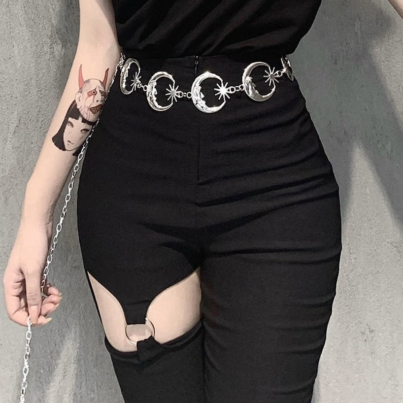 Celestial Elegance: Gothic High Waist Moon Chain - Embrace the Night in Style