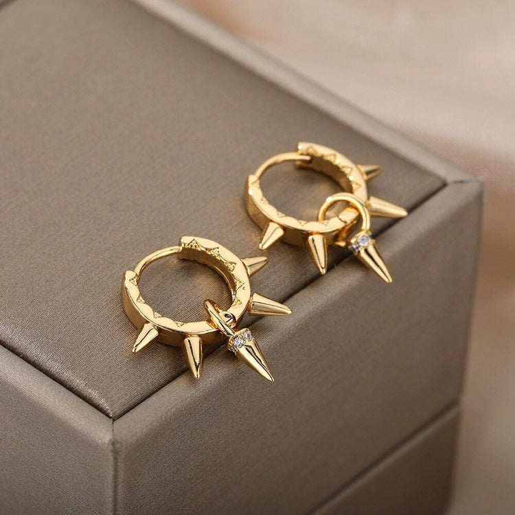Timeless Edge: Elevate Your Style with Dainty Classic Spike Hoop Earrings