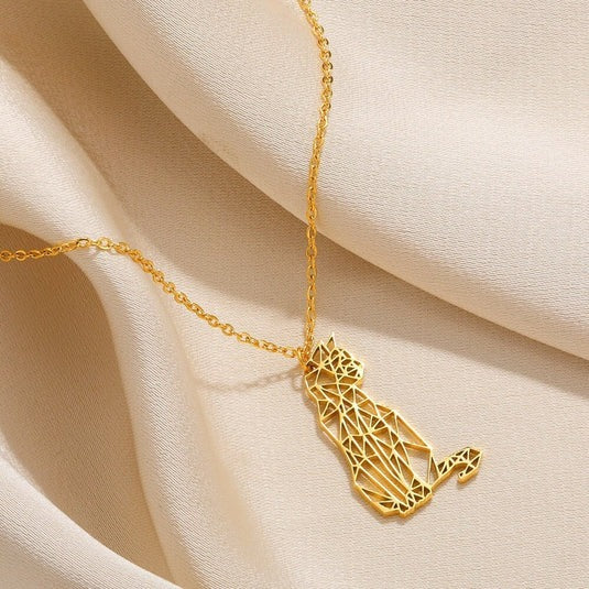 Purr-fect Elegance: Unleashing Style with Gold Cat Abstract Pendants