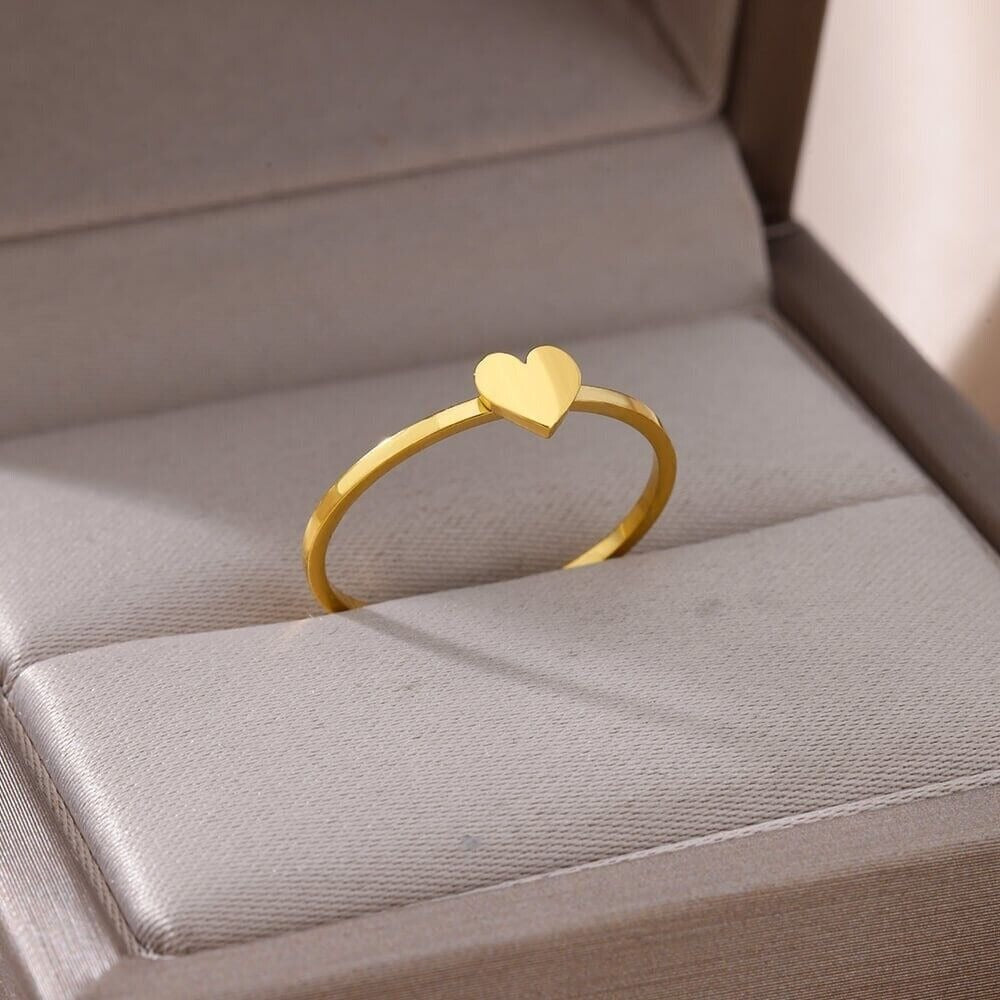 Whispering Love: The Gold Minimalist Dainty Heart Ring