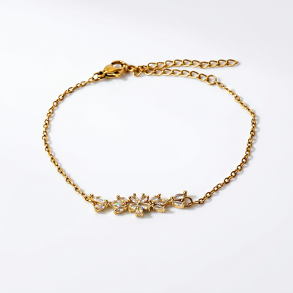 Crystal Flower Gold Anklet
