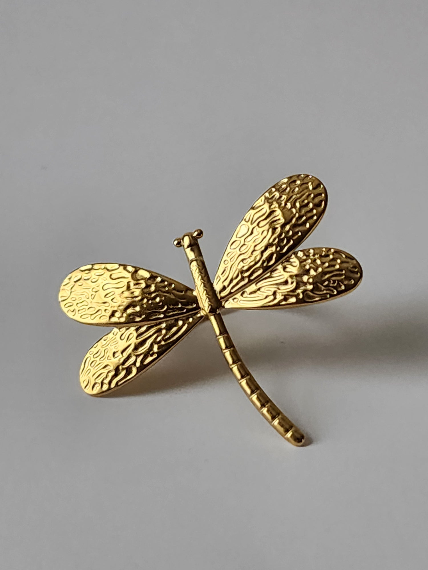 18K Gold Dragonfly Ring for Women, Adjustable Dainty Nature Insect Boho Stacking