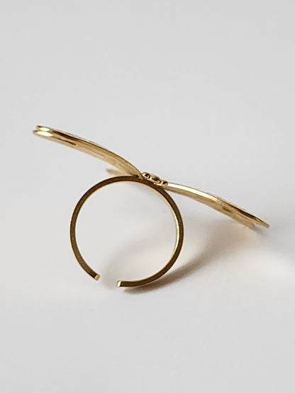 18K Gold Dragonfly Ring for Women, Adjustable Dainty Nature Insect Boho Stacking