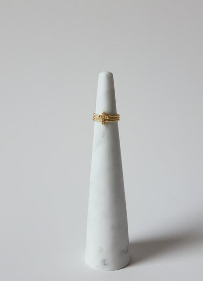 18K Gold Minimalist Dainty Cross Ring for Women, Thin Jesus Cross Band Religious