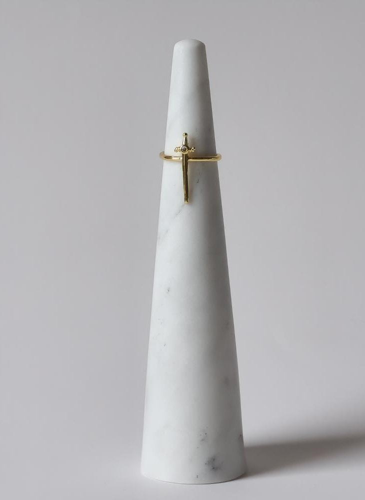 18K Gold Sword Ring for Women, Dainty Minimalist Statement Gothic Stacking Ring Jewelry Gift for Her