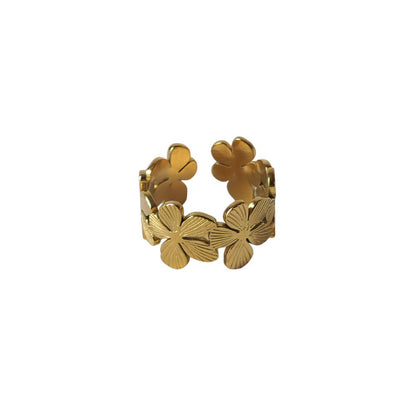 18K Gold Daisy Wrap Ring for Women, Adjustable Minimalist Dainty Flower Band