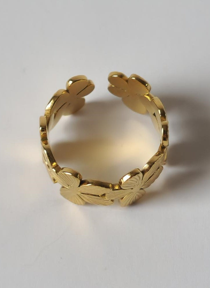 18K Gold Daisy Wrap Ring for Women, Adjustable Minimalist Dainty Flower Band