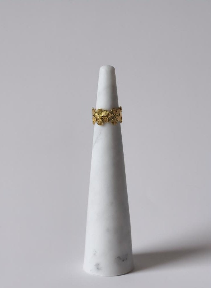 18K Gold Daisy Wrap Ring for Women, Adjustable Minimalist Dainty Flower Band