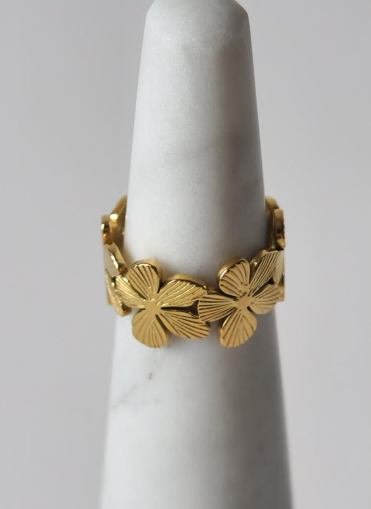 18K Gold Daisy Wrap Ring for Women, Adjustable Minimalist Dainty Flower Band