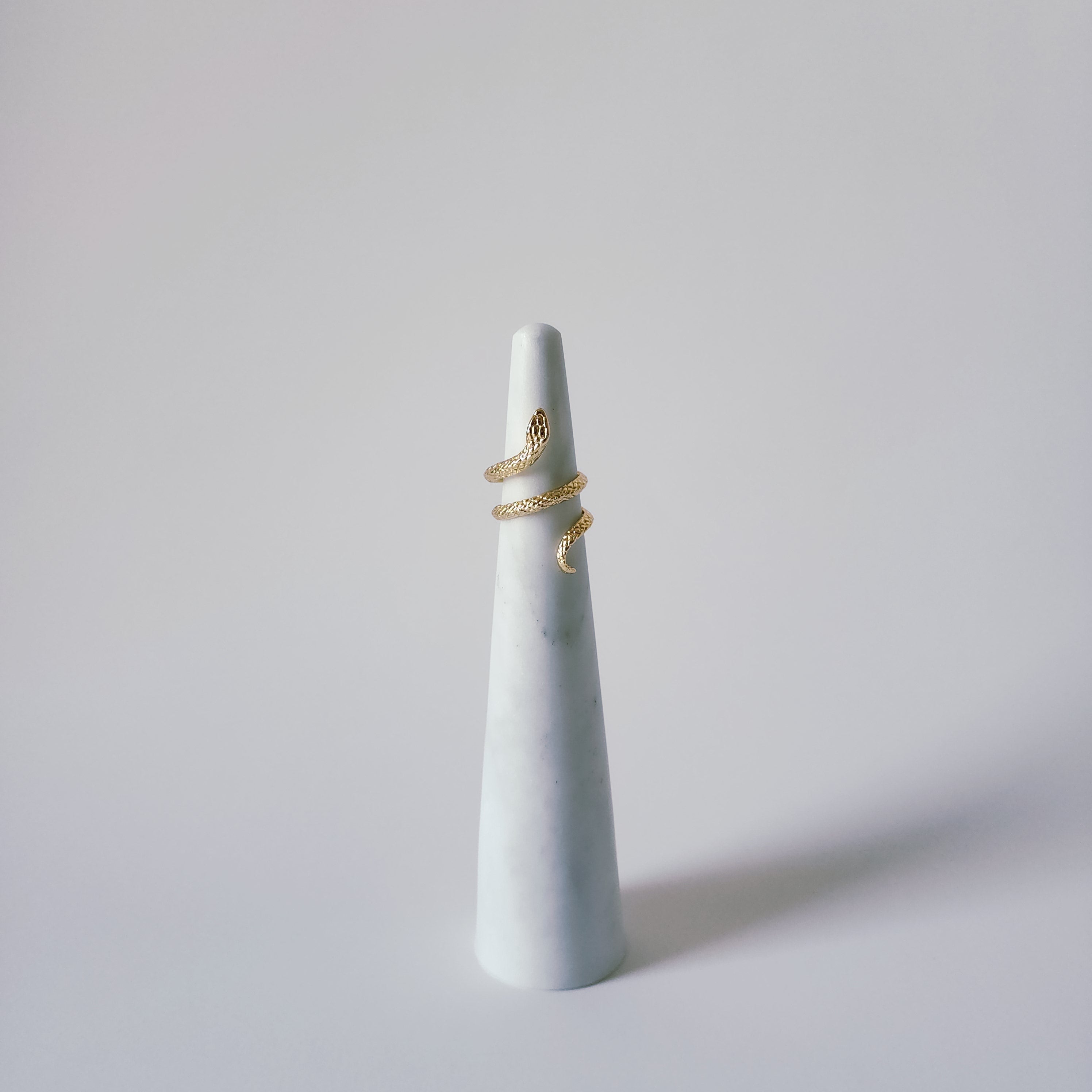 18K Gold Snake Wrap Ring for Women, Adjustable Dainty Serpent Ouroboros Stacking