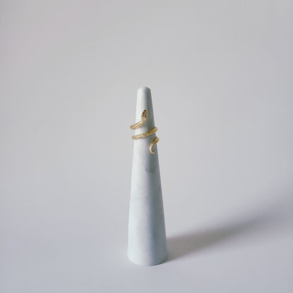 18K Gold Snake Wrap Ring for Women, Adjustable Dainty Serpent Ouroboros Stacking