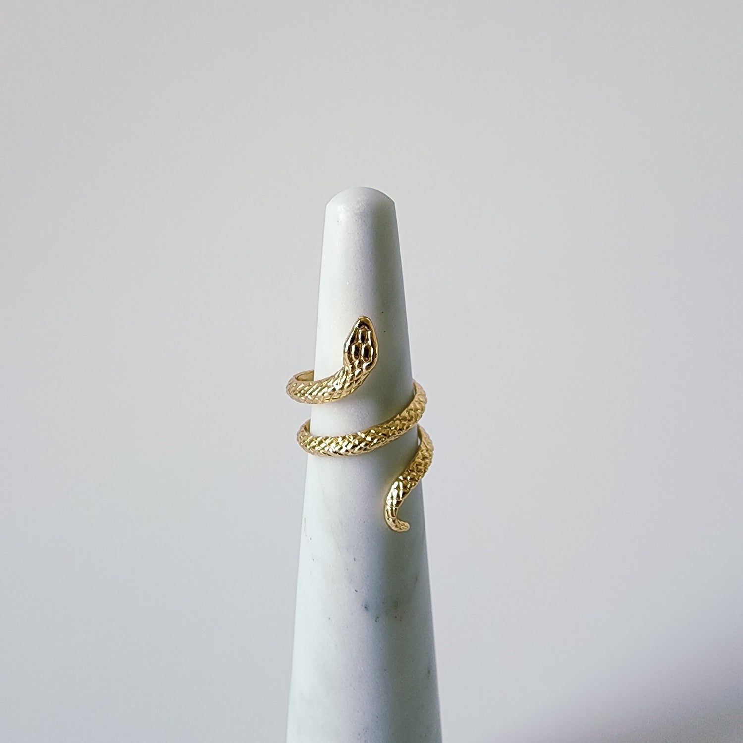 18K Gold Snake Wrap Ring for Women, Adjustable Dainty Serpent Ouroboros Stacking